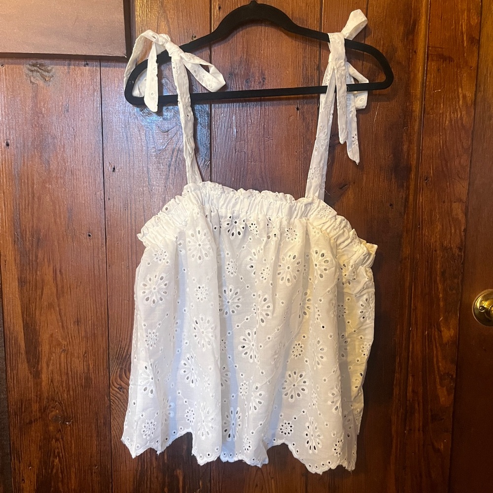 White Eyelet Lace Women's Top